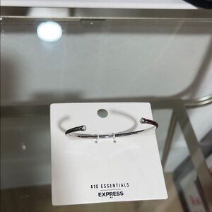 Express Shiny Silver Open-Ended Cuff Bracelet